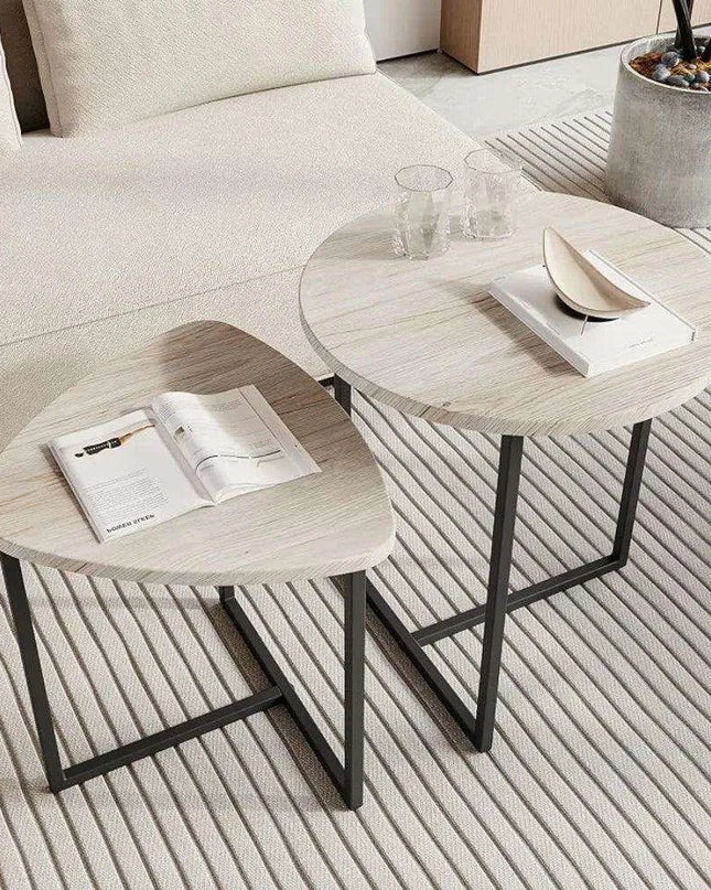 Chic Black Metal Round Nesting Tables Set of 2 with Safety-Crafted Edges for Space Optimization