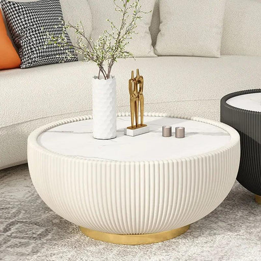 Stylish Scandinavian Round Coffee Table - Contemporary Minimalist Design for Sophisticated Interiors