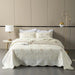 Bohemian Circle Embroidered Quilted Bedding Set with Pillow Shams - 3-Piece Beige & White Cotton Coverlet for Queen/King Size