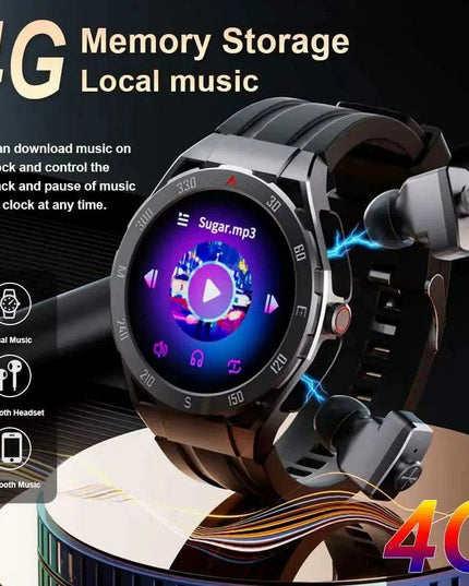 Stylish Bluetooth AMOLED Smartwatch with GPS & Music Storage - Complete Men's Set with Wireless Earbuds