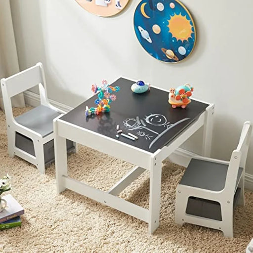 3-in-1 Wooden Kids Activity Table Set with Storage Drawer for Learning and Play