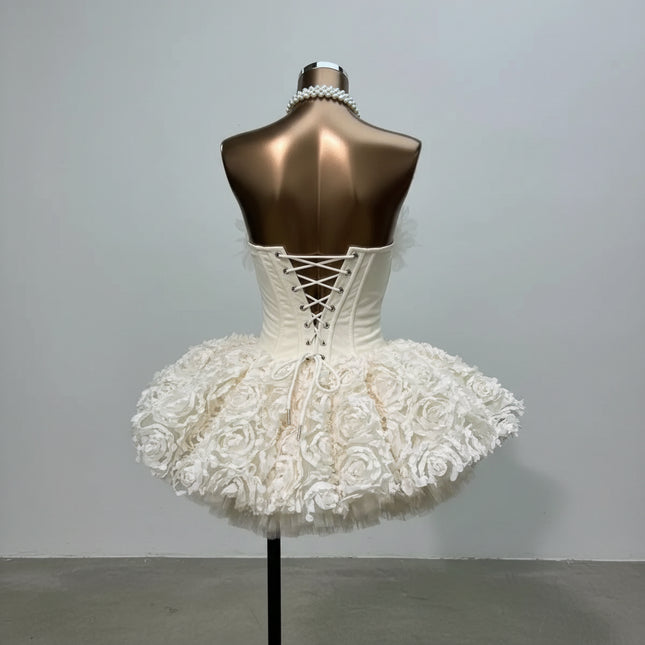 Women’s 2026 Floral Tulle Corset Ballet Dress Strapless Tiered Ruffle Lace-Up Spring Summer Beach Party Evening Dress women-s-2026-floral-tulle-corset-ballet-dress-strapless-tiered-ruffle-lace-up-spring-summer-beach-party-evening-dress