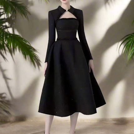 Elegant Strapless Cut-Out Evening Gown with Luxurious Diamond Details