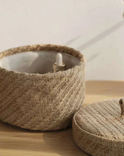 Stylish Round Jute Basket with Lid - Contemporary Organizing Solution
