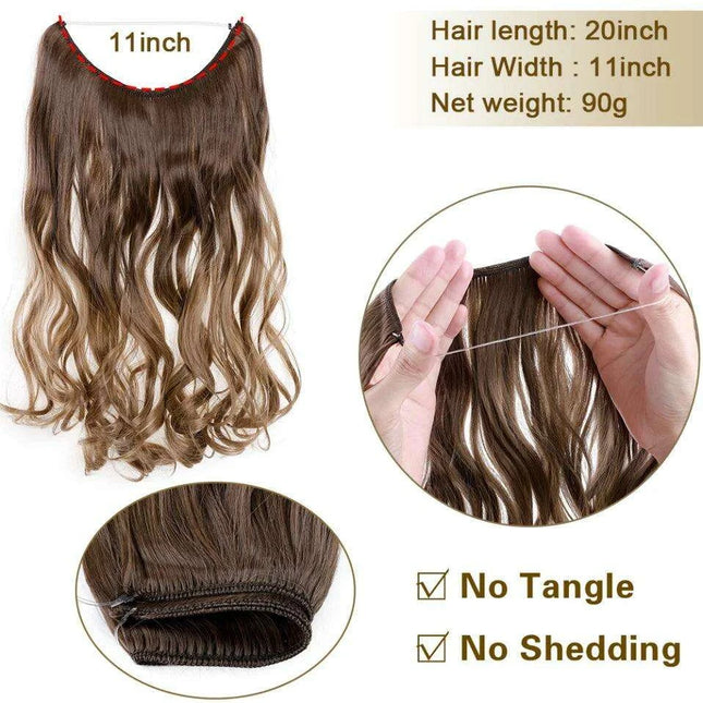 20-Inch Versatile Adjustable Invisible Wire Hair Extensions - Curly and Sleek Options