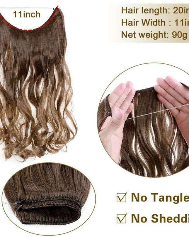 20-Inch Versatile Adjustable Invisible Wire Hair Extensions - Curly and Sleek Options