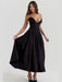 Chic Black Backless A-Line Spaghetti Strap Maxi Dress - Stunning Off-Shoulder Evening Fashion