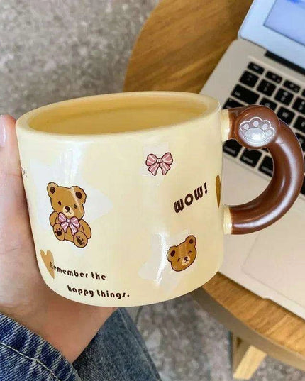 Charming Bear Ceramic Mug Set with Lid and Spoon - 450ml for Enhanced Beverage Enjoyment