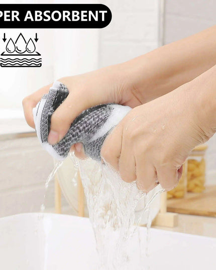 Elegant Cotton Waffle Weave Kitchen Towel and Scrubbing Pad Collection