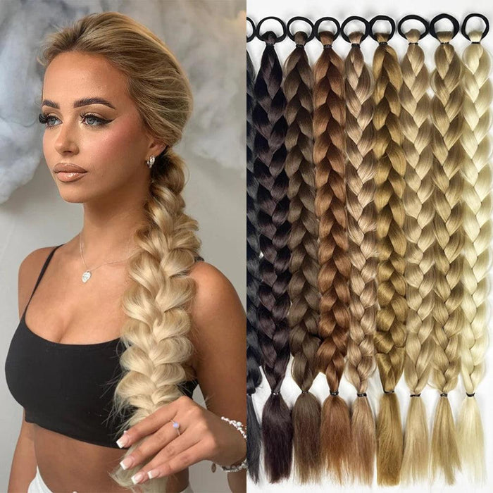 Chic Transformation: 24-Inch Long Twist Braid Ponytail Extensions for Effortless Elegance