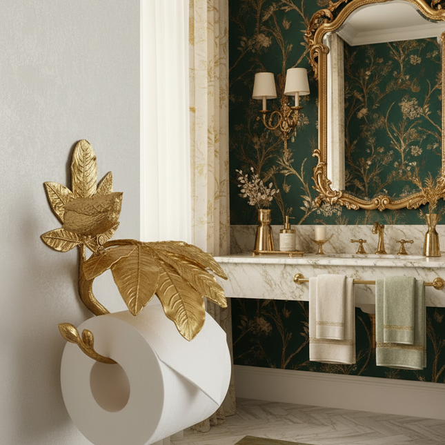 Copper Leaf Wall-Mounted Tissue & Napkin Holder