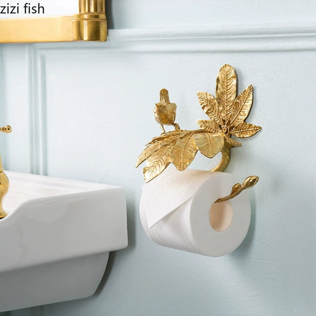 Copper Leaf Wall-Mounted Tissue & Napkin Holder