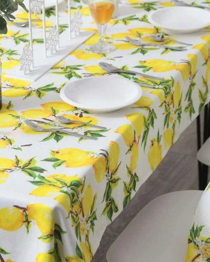 Vibrant Lemon-Themed Rectangular Tablecloth for Chic Dining and Outdoor Events - Waterproof and Stain-Resistant