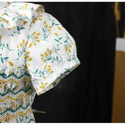 Adorable Floral Smocked Dress for Toddler Girls - Crafted with Love in Spanish Boutique Style A1335