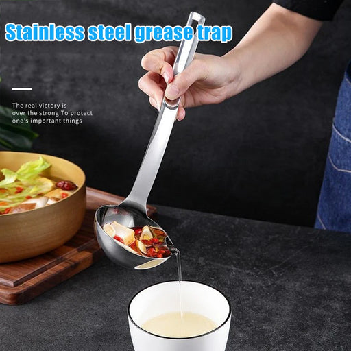 Stainless Steel Soup Fat Separator Ladle with Oil Strainer Spoon