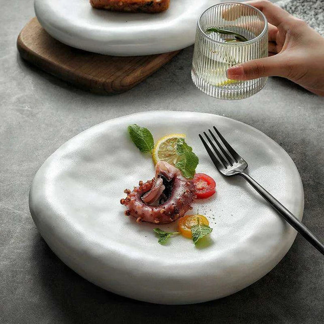 Elegant Irregular Japanese Ceramic Plate Set - Redefine Your Dining Experience