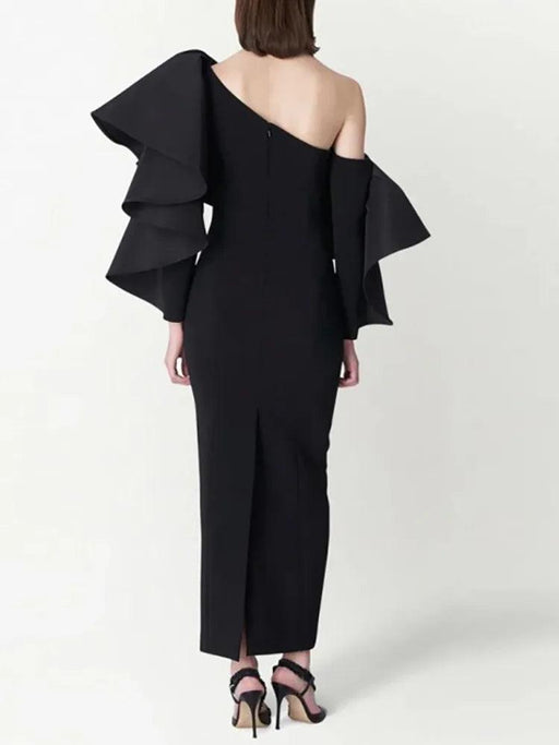 Customizable One-Shoulder Asymmetrical Ruffled Evening Gown