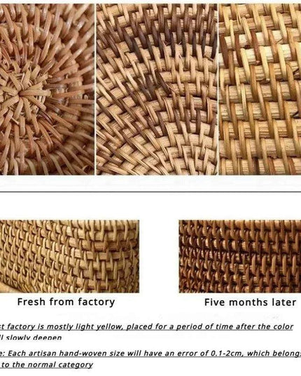 Artisan Woven Rattan Storage Tray for Fruits, Vegetables, and Tea