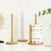 Bamboo Wood Roll Paper and Cling Film Organizer Stand for Kitchen and Bathroom Storage