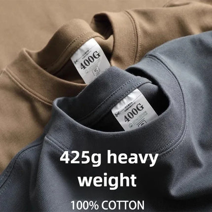 Men's 425 GSM Heavyweight Cotton T-Shirt — Short Sleeve Crew Neck