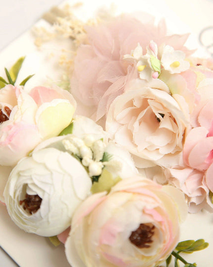 Floral Bow Infant Headband Set - 2-Piece Stretchy Hair Accessories for Newborns