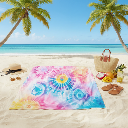 Blue Ocean Wave Quick Dry Microfiber Beach Towel, Sand-Free