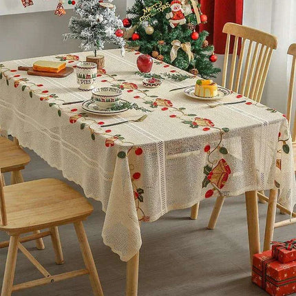 Festive Jingle Bell Embroidered Table Flag for Elegant Christmas Dining Decor