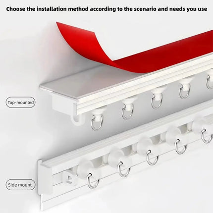 No-Drill Self-Adhesive Ceiling Curtain Track — Silent Sliding Rail