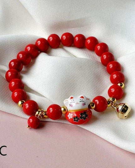 Charming Maneki Neko Luck Bracelet - A Joyful Gift for Women and Girls