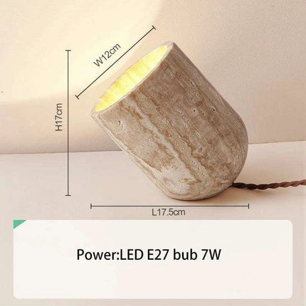 Elegant Yellow Travertine Stone LED Table Lamp for Contemporary Home Aesthetics