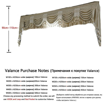 BUY YEAR Luxury Chenille Embroidery Grey Valance Curtains - Blackout &