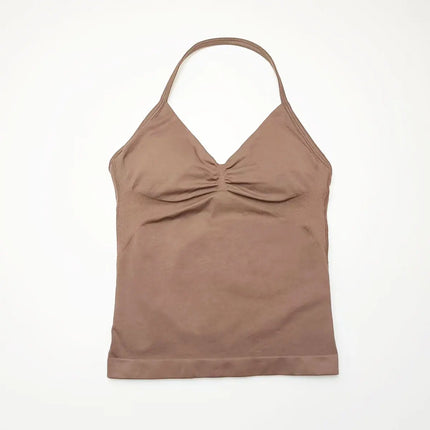 NCLAGEN Women's Longline Strappy Yoga Vest with Open Back for Fitness