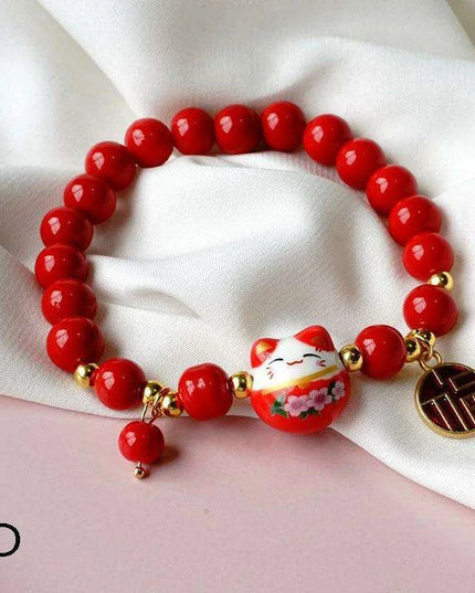 Charming Maneki Neko Luck Bracelet - A Joyful Gift for Women and Girls