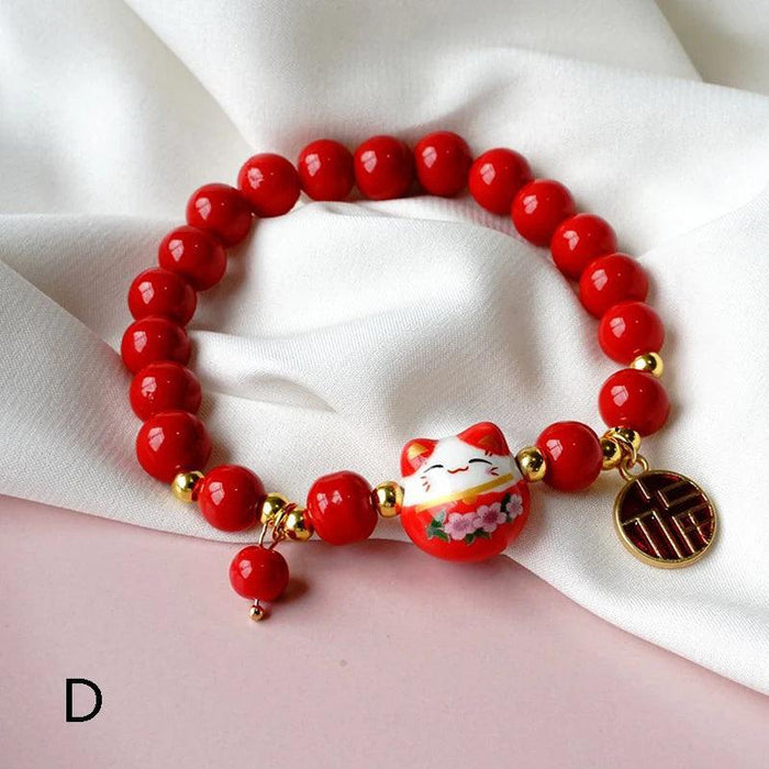 Charming Maneki Neko Luck Bracelet - A Joyful Gift for Women and Girls