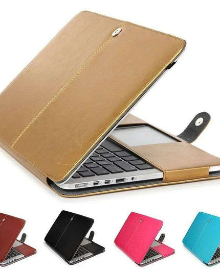 Elegant Leather Laptop Folio Case for MacBook Air/Pro - Protective Sleeve for 11-16 Inch Devices