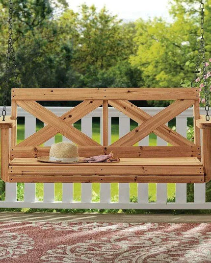 Charming Cedar Farmhouse Double Porch Swing Bench with Durable Weather-Resistant Design and 600 lb Capacity for Ultimate Comfort