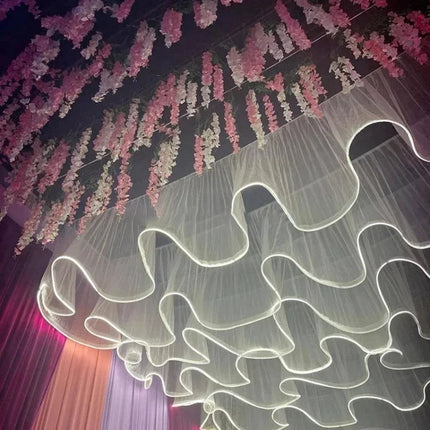 LED Wave Gauze Curtain with String Lights