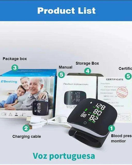 Rechargeable Smart Voice-Activated Blood Pressure Monitor with Touch Control