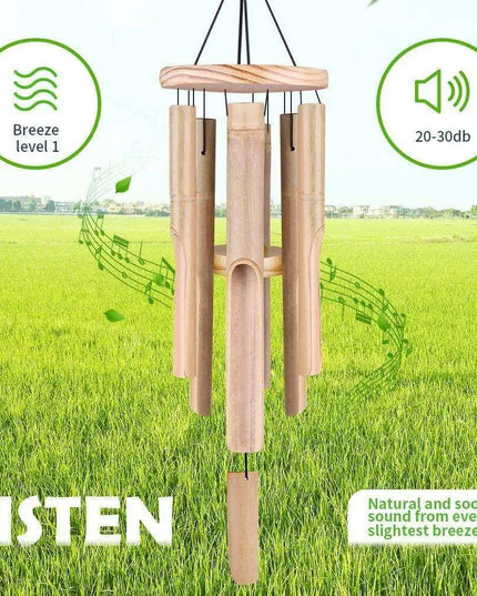 Handcrafted Bamboo Wind Chimes - 6 Melodic Tubes for Calming Outdoor Harmony - Ideal for Garden Decor and Thoughtful Gifts