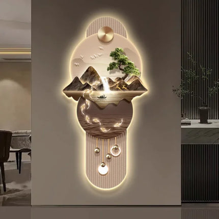 Grand Landscape Entrance Painting with Integrated Light