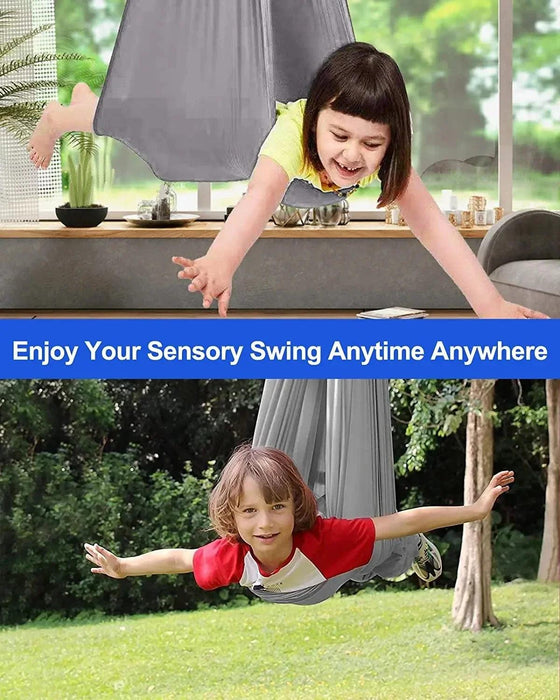 Versatile Nylon Swing Hammock for Sensory Therapy and Relaxation with Yoga Belts