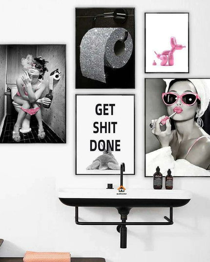 Custom Elegant Nude Canvas Art for a Luxurious Bathroom Retreat