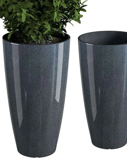 Set of 2 Elegant 21-Inch Outdoor Planters with Modern Design