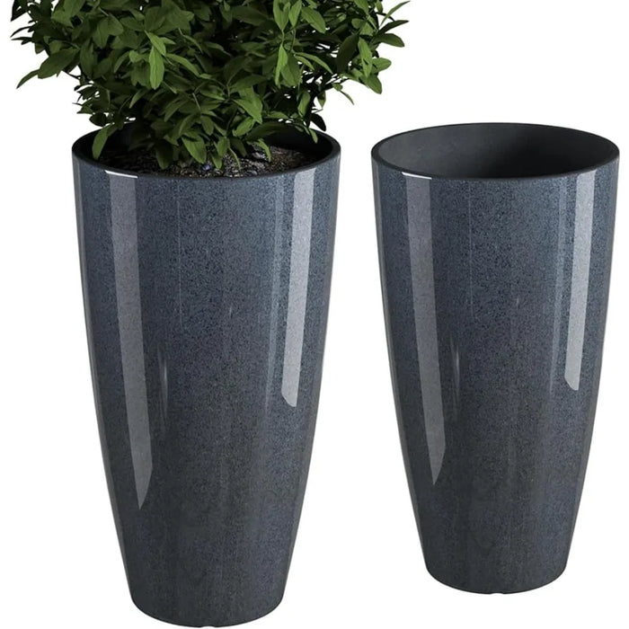 Elegant Set of 2 Tall Outdoor Planters - 21 Inch