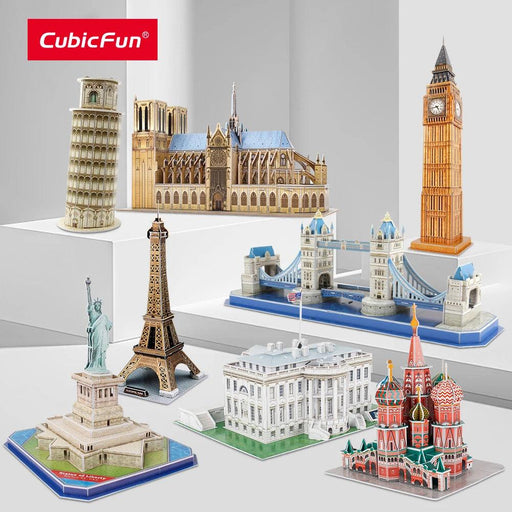 3D St. Basil's Cathedral, Leaning Tower of Pisa, Notre Dame de Paris Puzzle Kit - Educational Building Model Set for Kids