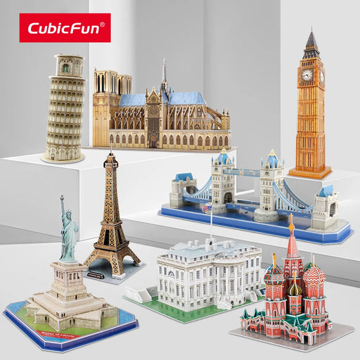 CubicFun 3D Puzzles St. Basil&#39;s Cathedral Leaning Tower of Pisa Building Model Kits Notre Dame de Paris Jigsaw Toys Gift for Kid