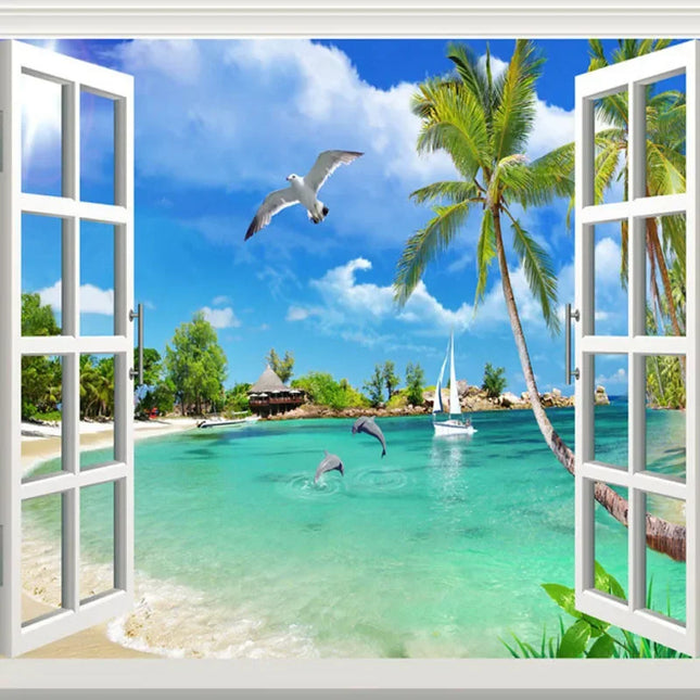 Custom 3D Beach Scenery Wallpaper Mural