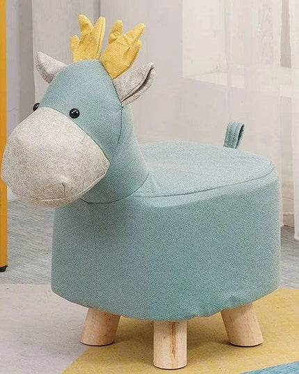 Charming Cartoon Animal Wooden Stool for Kids - Fun and Portable Shoe Changing Seat