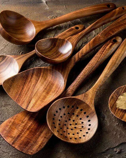 Rustic Acacia Wood Culinary Utensil Set - Timeless Tools for the Modern Kitchen