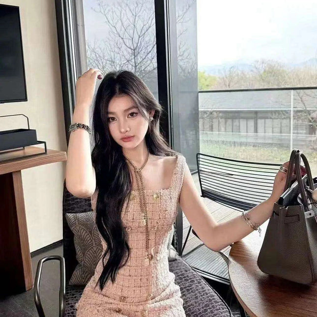 Korean-Inspired Sleeveless Pink Mini Dress for Women - Trendy Y2K Style Perfect for Parties and Office Wear